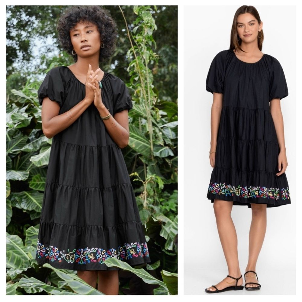 Johnny Was Amanza Eyelet boho embroidered Mini Dress size Large